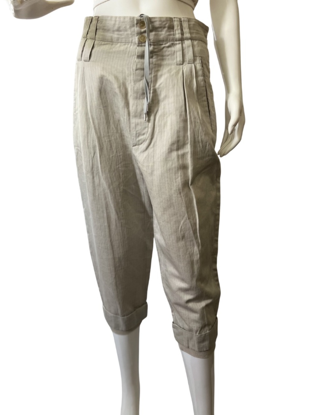 Vintage Gaultier by Jean Paul Gaultier Linen Blend Pleated Capri, Size 6 IT 40